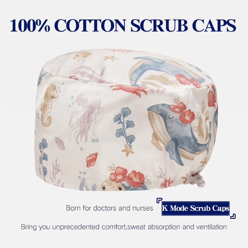 Whale Pattern Scrub Cap Short  - đánh giá và giá Surgical Mask