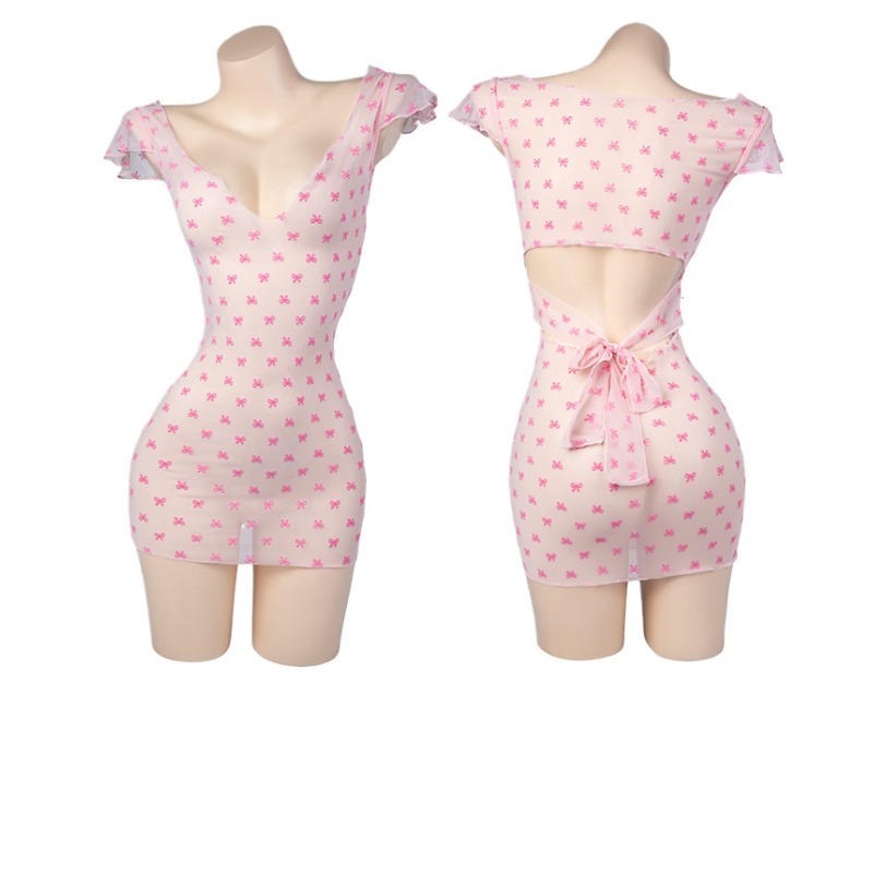 Sexy Deep V Pink Tulle See Thr - đánh giá và giá Bandage